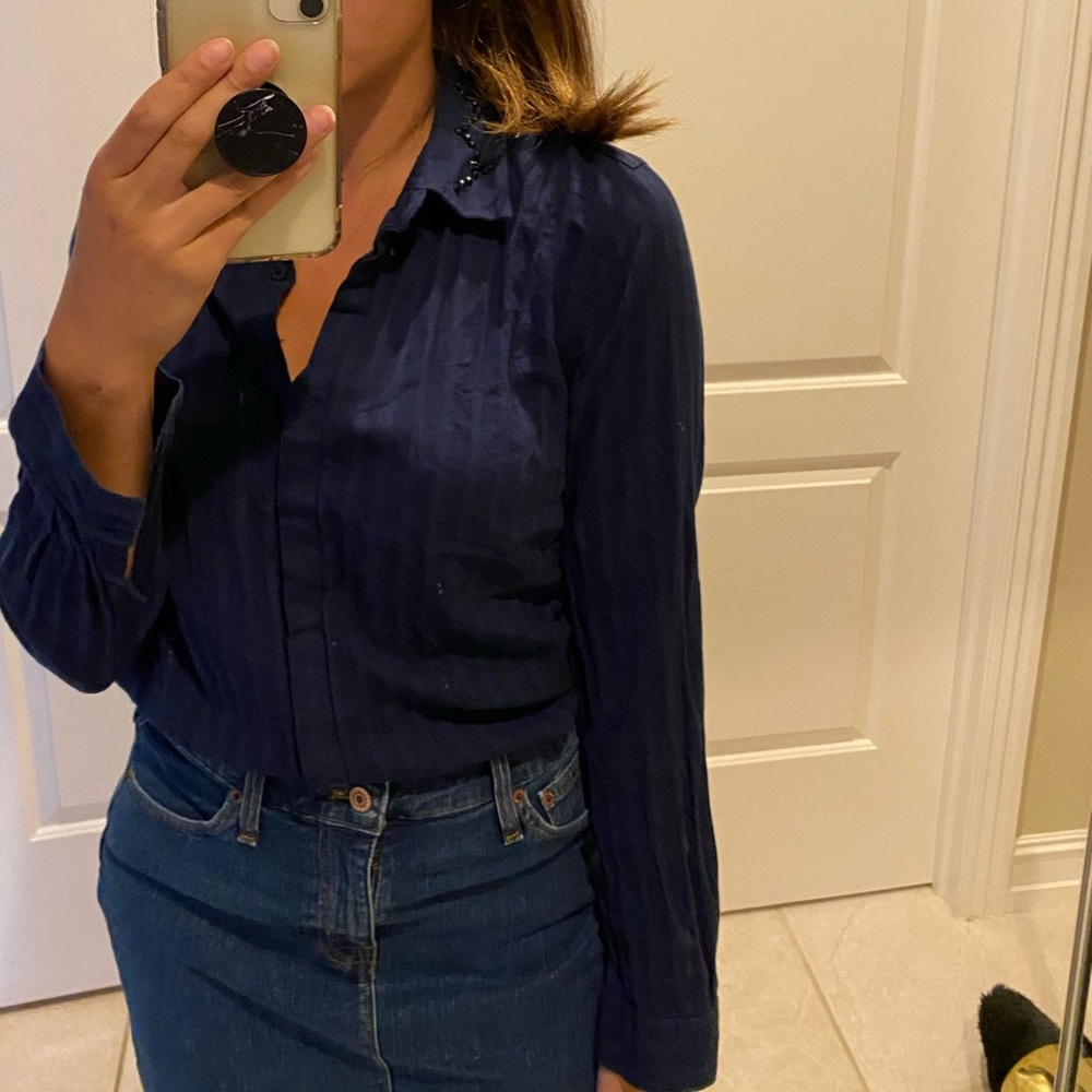 Beaded Collar Shirt